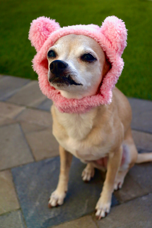 Pink Fuzzy Bear Hat